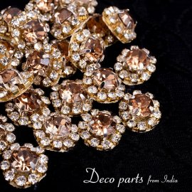【25個入】インドのビジュー デコパーツ 小クリスタル×ゴールド