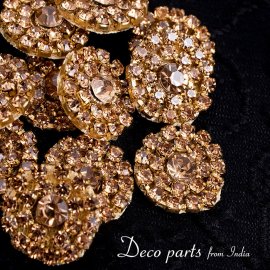 【12個入】インドのビジュー デコパーツ 小ゴールド