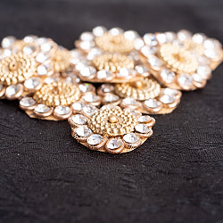 【10個入】インドのビジュー　デコパーツ　小クリスタル×ヴィンテージゴールド  - サブ4