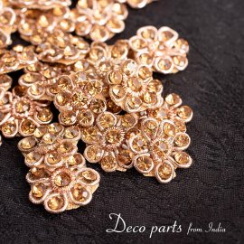 【25個入】【5種】インドのビジュー デコパーツ 小クリスタル かわいいお花