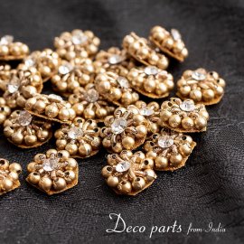 【25個入】インドのビジュー デコパーツ 小クリスタル×ヴィンテージカラービーズ