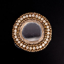 【5個入】インドのビジューミラー刺繍　デコパーツ　大　ゴールドサークル - サブ3