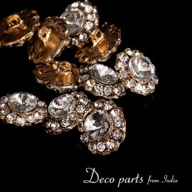 【10個入】インドのビジュー ボタン型デコパーツ 小 クリスタル