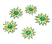 インドの刺繍アップリケ 花 5個セット　【緑】の商品写真