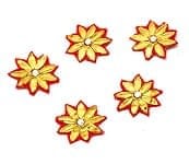 インドの刺繍アップリケ 花 5個セット　【赤】の商品写真
