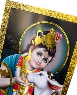 金の神様ポストカード-仔牛を愛でるベイビークリシュナ - サブ2