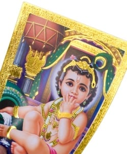 金の神様ポストカード-摘み食いをするベイビークリシュナ - サブ2