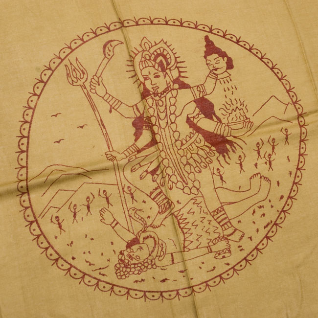 (190cm×100cm)カーリーとシヴァ神 - カーキ 2 - 柄の拡大写真です