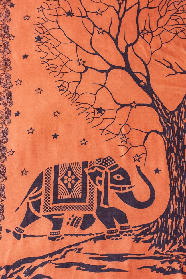 (200cm×100cm)愛の木と象のラムナミ - オレンジ 6 - 可愛い象のデザインです。