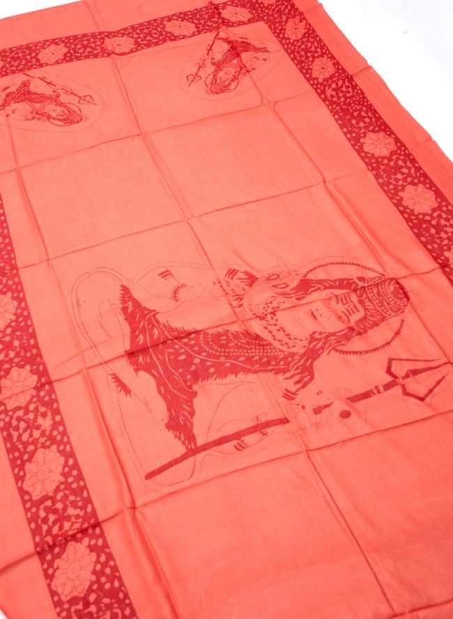 (190cmx100cm)シヴァ神と花柄の大ラムナミ - レッド 2 - 柄の拡大写真です