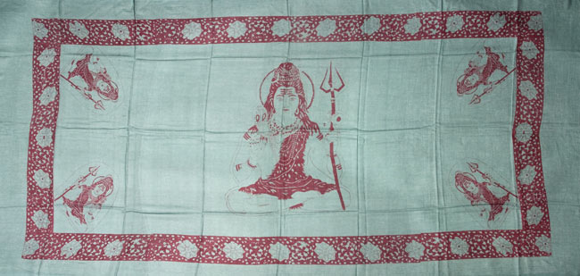 (190cmx100cm)シヴァ神と花柄の大ラムナミ - レッド 5 - 約190cm×約100cmのサイズとなっております。(以下の写真は、同ジャンル品のものとなります。)