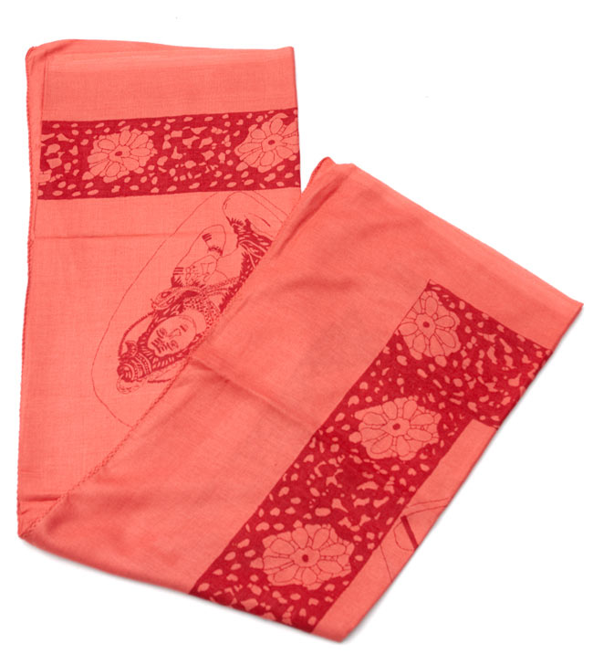 (190cmx100cm)シヴァ神と花柄の大ラムナミ - レッドの写真