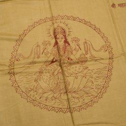 (190cmx100cm)蓮の花とラクシュミ - カーキの商品写真