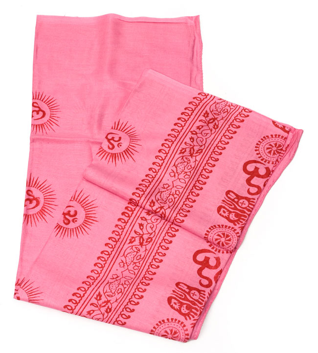 (190cmx100cm)オーンとサンスクリット文字の大ラムナミ - ピンクの写真