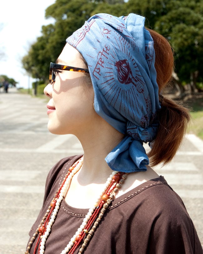 (200cmx100cm)オーンの大ラムナミ - ブラウン 7 - 肌触りと色合いもよく、頭に巻いてターバン代わりにしたり色々楽しめますよ!