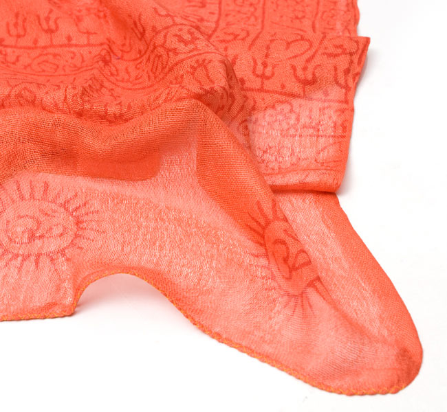 (約125cm×50cm)インド薄ラムナミ【小】 - 蛍光オレンジ 3 - 裾の部分の拡大