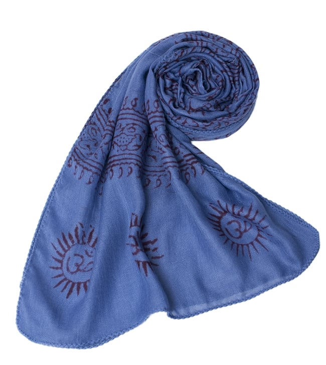 (約180cm×40cm)インド薄ラムナミ(ロング） - ブルー 6 - スカーフなどにぴったりの布地です。