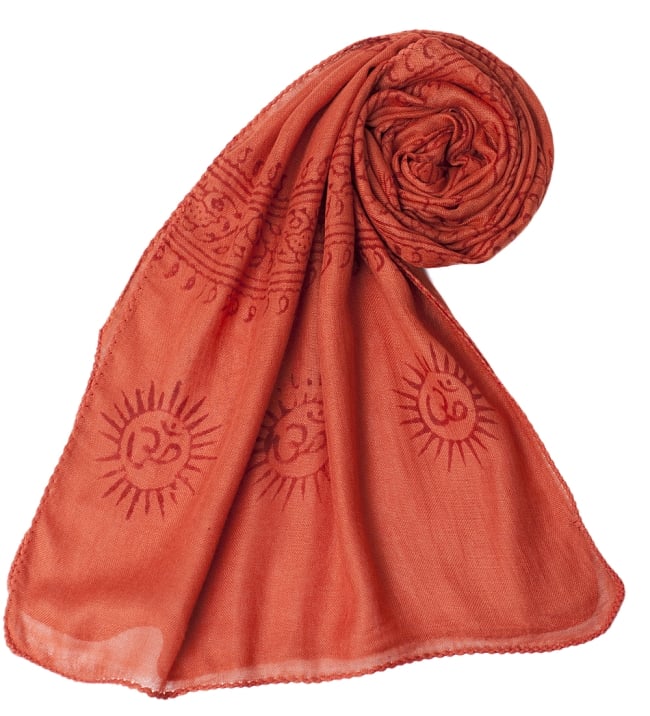 (約180cm×40cm)インド薄ラムナミ(ロング） - サーモンオレンジ 6 - スカーフなどにぴったりの布地です。