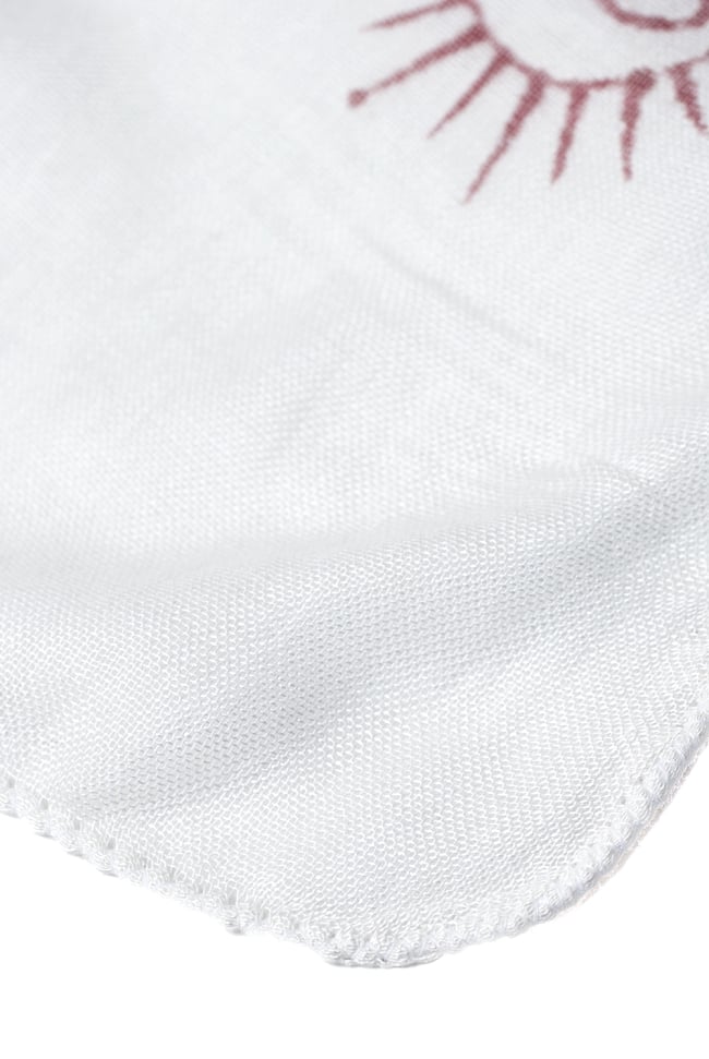 (約180cm×40cm)インド薄ラムナミ(ロング) - 白地に赤 4 - 端っこの様子です。