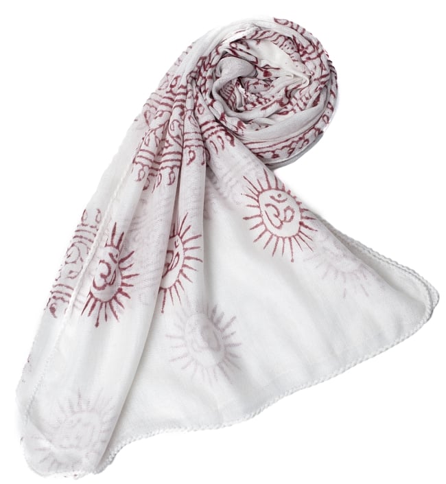 (約180cm×40cm)インド薄ラムナミ(ロング） - 白地に赤 6 - スカーフなどにぴったりの布地です。