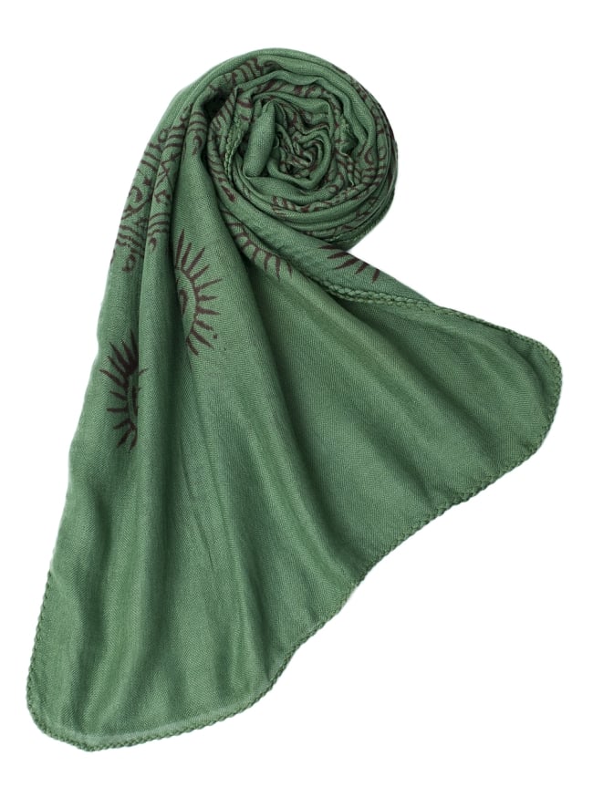 (約180cm×40cm)インド薄ラムナミ(ロング） - 緑 6 - スカーフなどにぴったりの布地です。