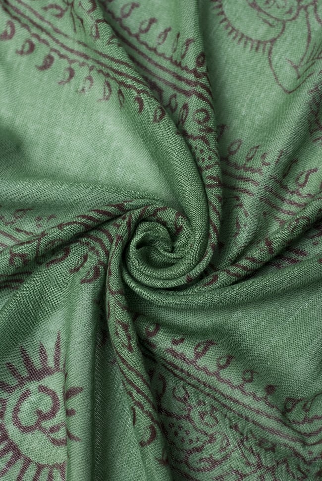 (約180cm×40cm)インド薄ラムナミ(ロング） - 緑の写真ラムナミ,神様布,スカーフ,インド　布,おみやげ