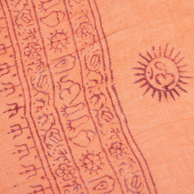 (60cm×130cm)インド ヒンドゥー教の薄ラムナミスカーフ - オレンジ 5 - 端部分です。