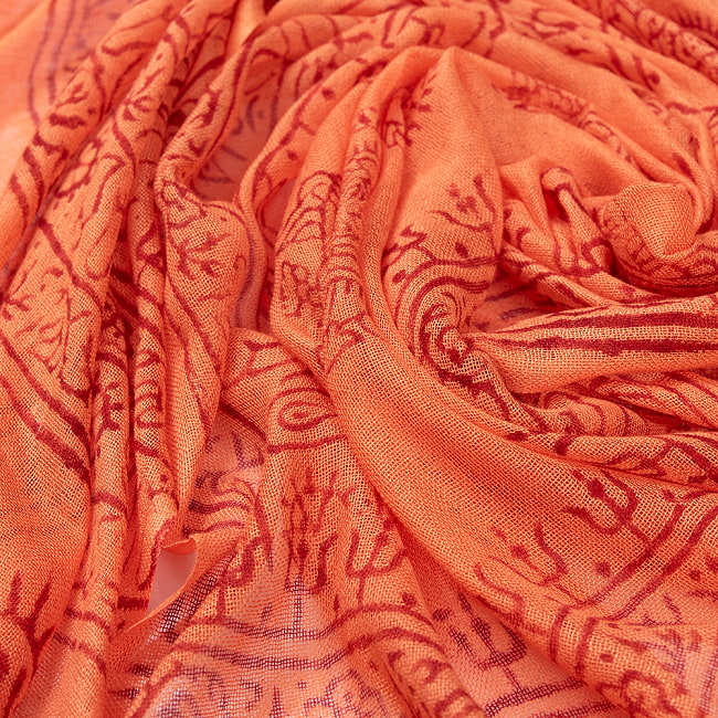 (60cm×130cm)インド ヒンドゥー教の薄ラムナミスカーフ - オレンジ 7 - 拡大してみました。