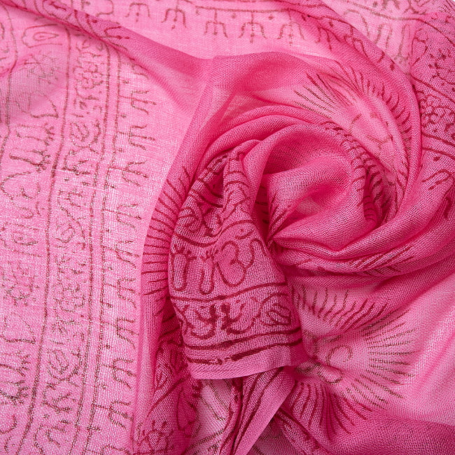 (60cm×130cm)インド ヒンドゥー教の薄ラムナミスカーフ - ピンク 7 - 拡大してみました。