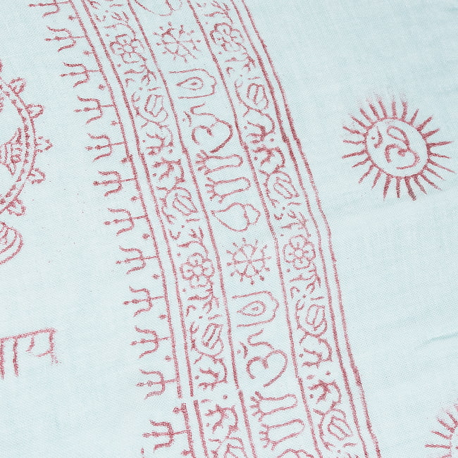 (60cm×130cm)インド ヒンドゥー教の薄ラムナミスカーフ - ミント 5 - 端部分です。