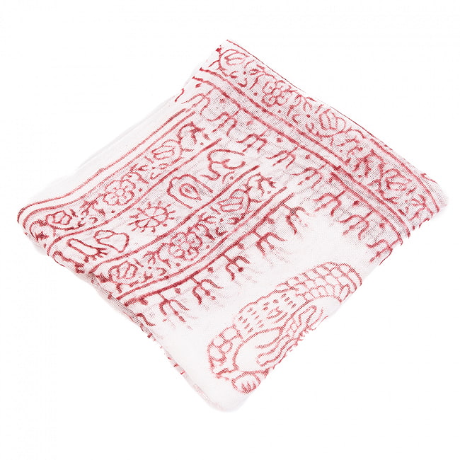 (60cm×130cm)インド ヒンドゥー教の薄ラムナミスカーフ - 白×赤 2 - 使いやすい色合い。