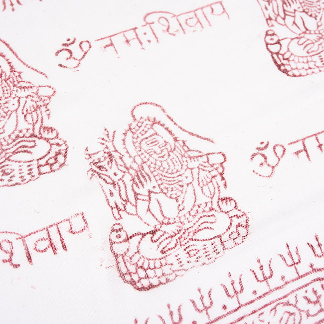 (60cm×130cm)インド ヒンドゥー教の薄ラムナミスカーフ - 白×赤 4 - 中央部分です。
