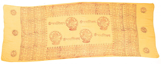 (65cm×170cm)インド ヒンドゥー教の薄ラムナミスカーフ - イエロー 3 - 広げたところです。真ん中の神様柄はアソートでのお届けとなります。