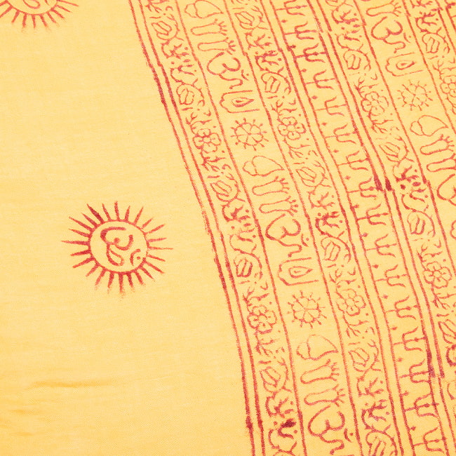 (65cm×170cm)インド ヒンドゥー教の薄ラムナミスカーフ - イエロー 5 - 端部分です。