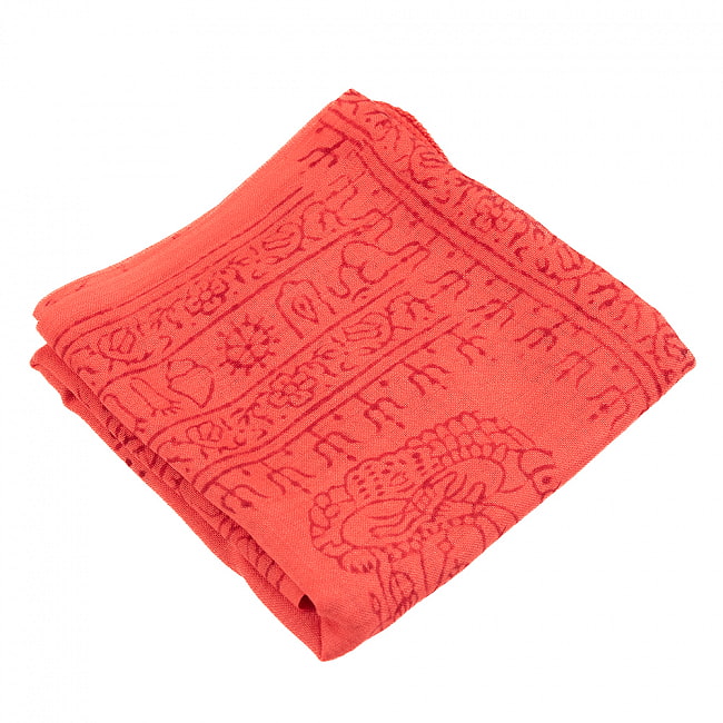 (65cm×170cm)インド ヒンドゥー教の薄ラムナミスカーフ - 朱色 2 - 使いやすい色合い。