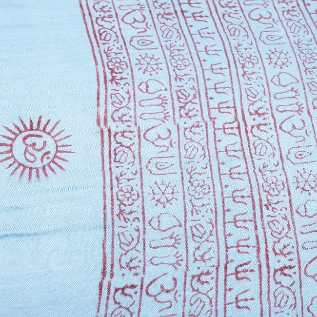 (65cm×170cm)インド ヒンドゥー教の薄ラムナミスカーフ - 水色 5 - 端部分です。