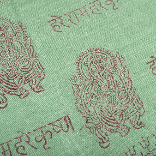 (65cm×170cm)インド ヒンドゥー教の薄ラムナミスカーフ - 緑 4 - 中央部分です。