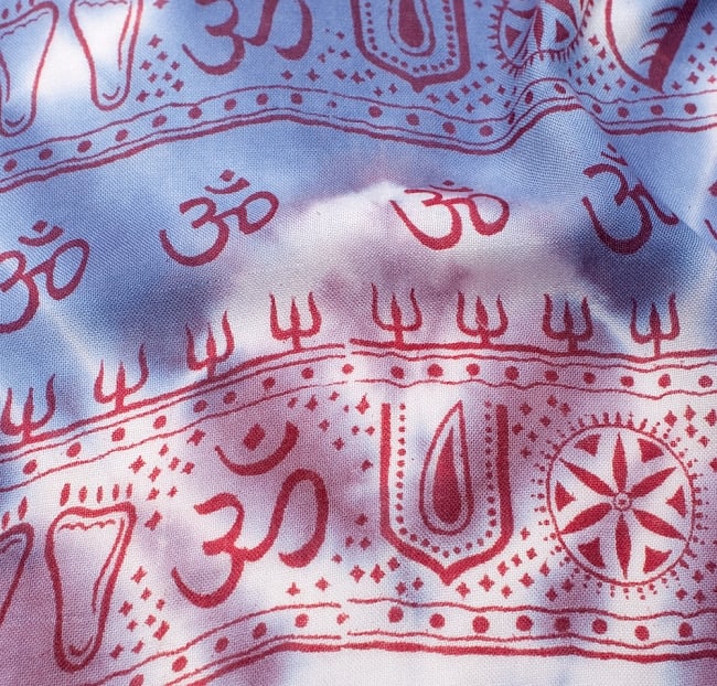 〔195cm*100cm〕ガネーシャ＆ヒンドゥー神様のタイダイサイケデリック布 - 薄青紫×オレンジ×薄小豆系 3 - 拡大写真です