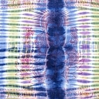 〔195cm*100cm〕ガネーシャ＆ヒンドゥー神様のタイダイサイケデリック布 - 青紫×紫×黄緑×黄色系の商品写真