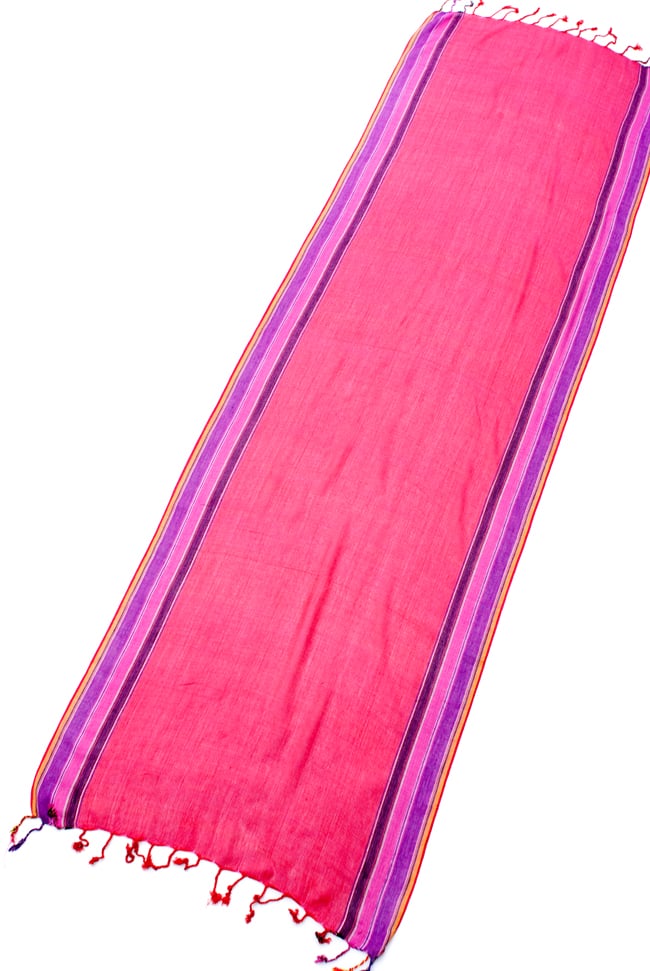 〔170cm×53cm〕ボーダーストール - ピンク×紫×黄色系 2 - 全体写真です