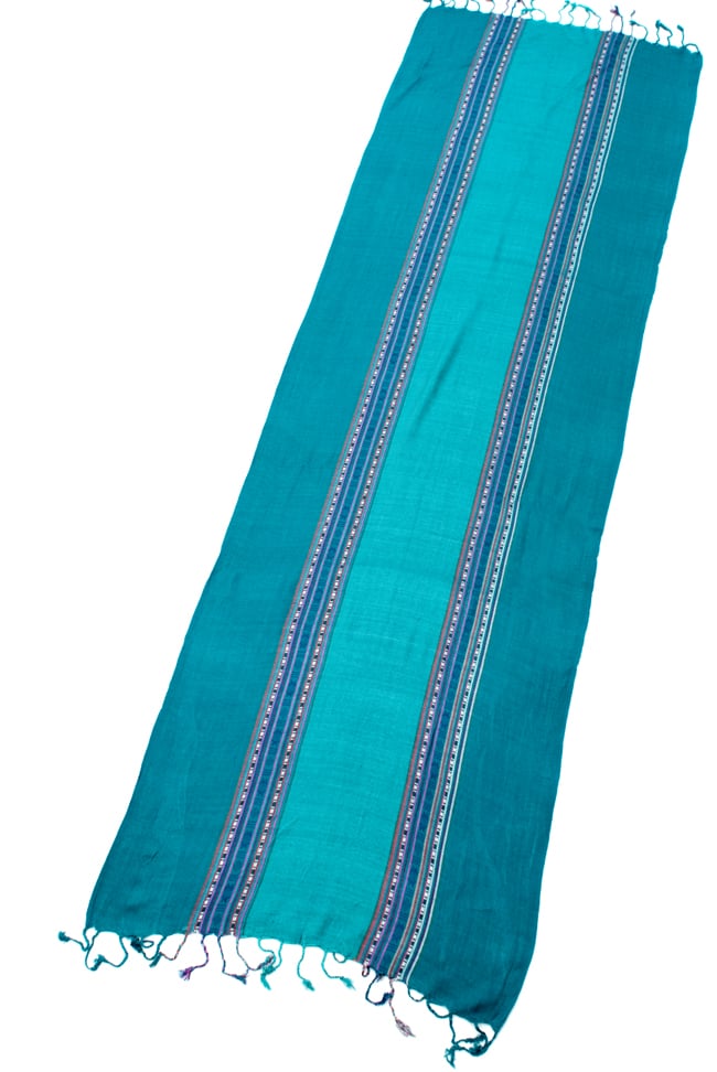 〔173cm×53cm〕ボーダーストール - ターコイズ系 2 - 全体写真です