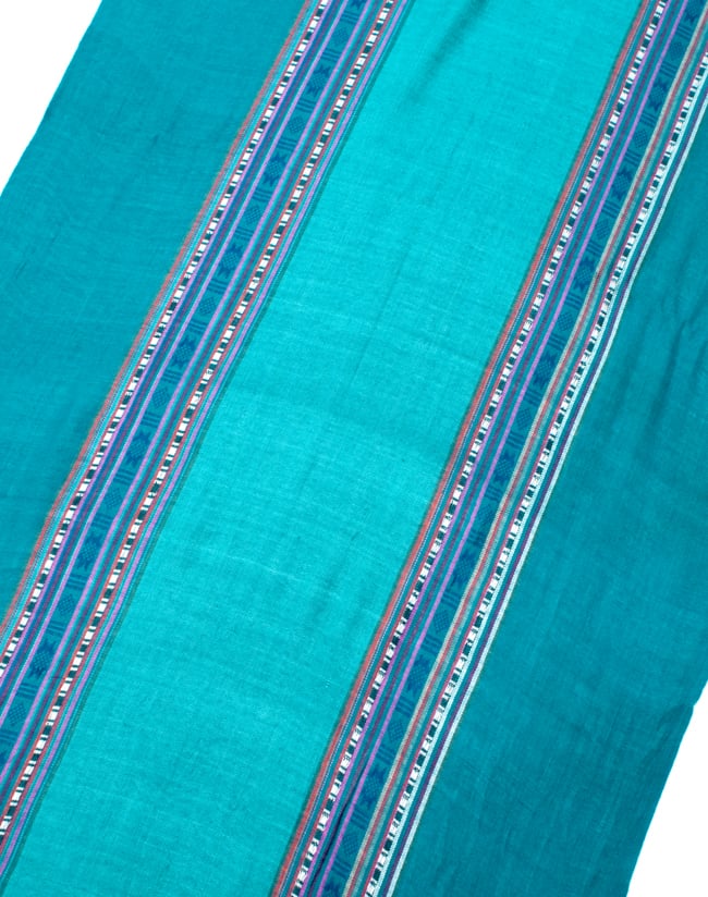 〔173cm×53cm〕ボーダーストール - ターコイズ系 3 - シンプルで飽きの来ないデザインです