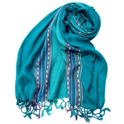 〔173cm×53cm〕ボーダーストール - ターコイズ系の商品写真