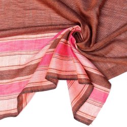 インドの伝統布　ボーダー柄のルンギー用布 〔幅97cm 1メートル切り売り〕オレンジの商品写真