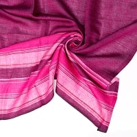 インドの伝統布　ボーダー柄のルンギー用布 〔幅97cm 1メートル切り売り〕ピンクパープルの商品写真