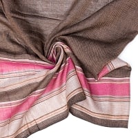 インドの伝統布　ボーダー柄のルンギー用布 〔幅97cm 1メートル切り売り〕ブラウンの商品写真