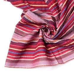 インドの伝統布　ボーダー柄のルンギー用コットン布 〔幅110cm 1メートル切り売り〕レッド×ネイビーの商品写真