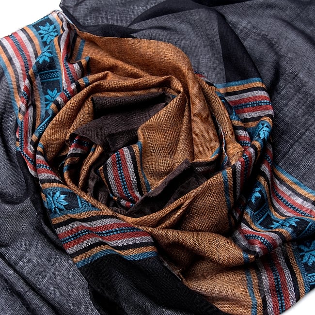 〔黒・アースカラー系アソート〕ベトナム ターイ族の伝統手織りスカーフ・デコレーション布(切りっぱなし) 3 - 色合いもとっても綺麗です。