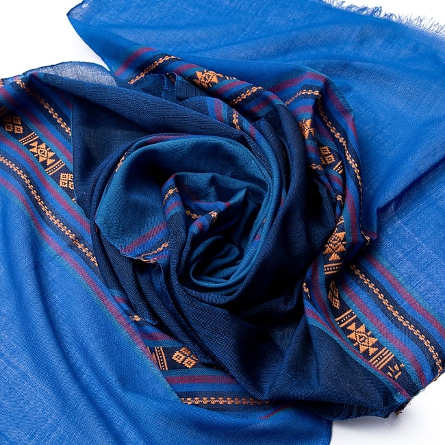 〔寒色系アソート〕ベトナム ターイ族の伝統手織りスカーフ・デコレーション布(切りっぱなし) 3 - 色合いもとっても綺麗です。