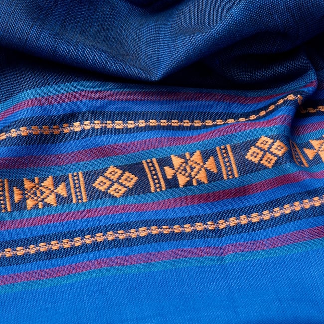 〔寒色系アソート〕ベトナム ターイ族の伝統手織りスカーフ・デコレーション布(切りっぱなし) 4 - 拡大写真です。